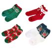 4 Pair Womens Santa Theme Cozy Warm Plush Slipper Socks for Winter Christmas Gift