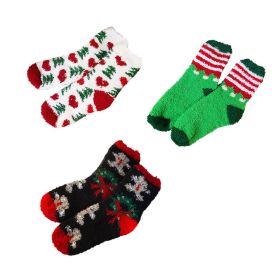 3 Pair Christmas Tree Bear Cozy Warm Plush Slipper Socks for Womens Winter Christmas Gift