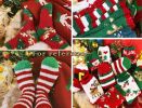 4 Pair Womens Santa Stripes Cozy Warm Plush Slipper Socks for Winter Christmas Gift