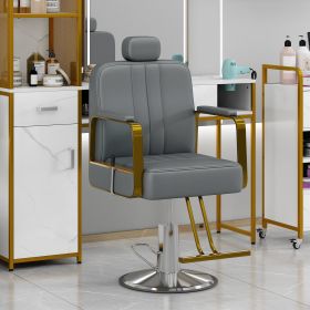 Metal Barber Salon Chair (option: Gray Pu)