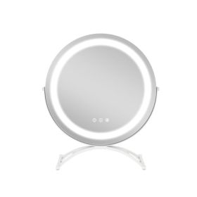Bedroom Round LED Vanity Mirror with Brightness Dimming (Color: White, Type: Vanity Mirror)