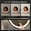 Bedroom Round LED Vanity Mirror with Brightness Dimming
